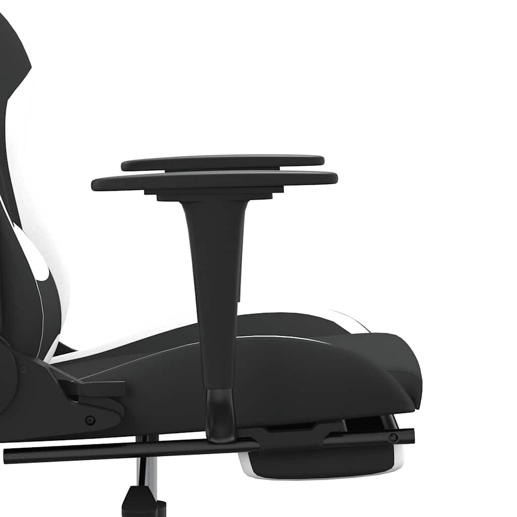 vidaXL Καρέκλα Μασάζ Gaming Μαύρη/Λευκή Ύφασμα με Υποπόδιο