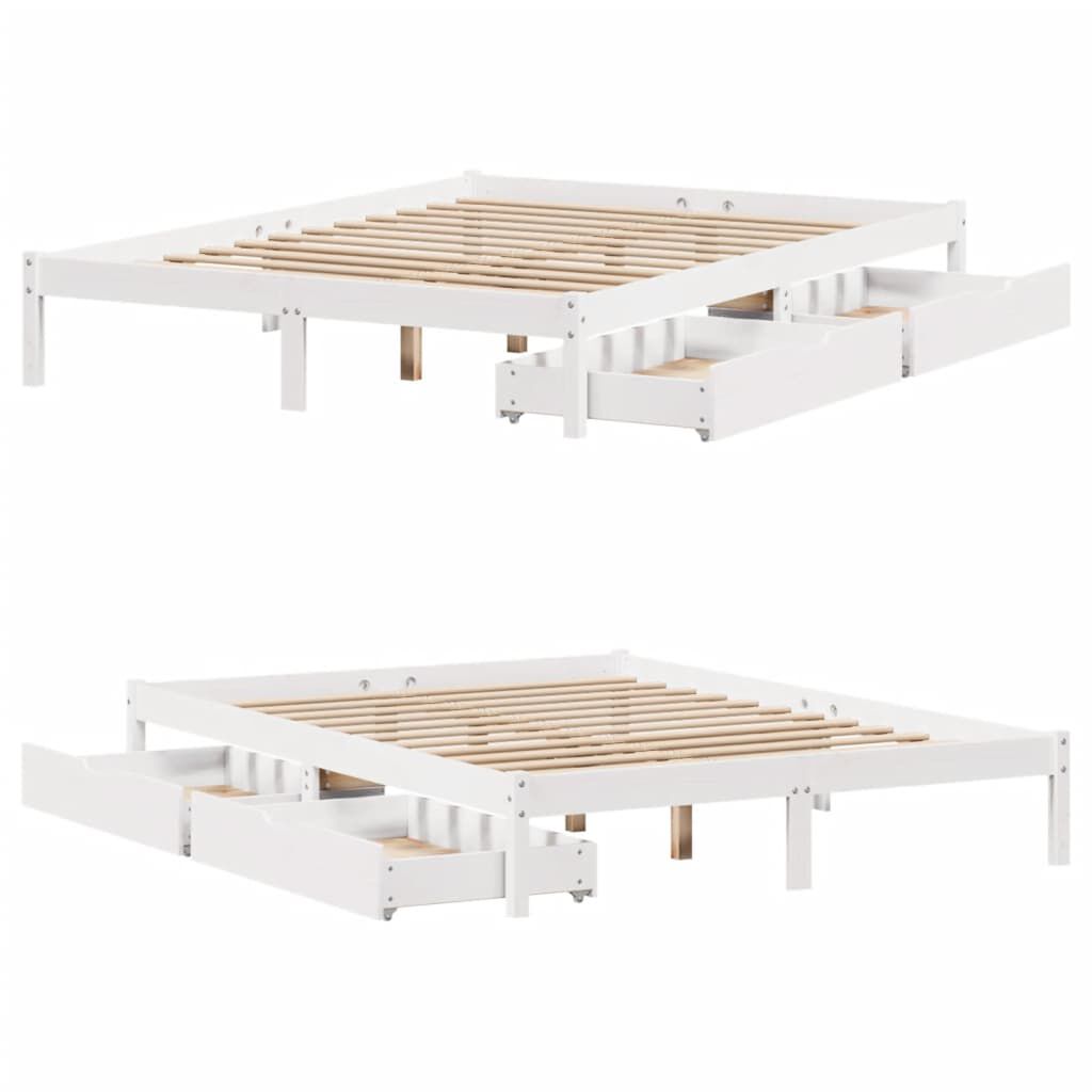 vidaXL Σκελετός Κρεβ. Χωρίς Στρώμα Λευκό 160x200 εκ Μασίφ Πεύκο