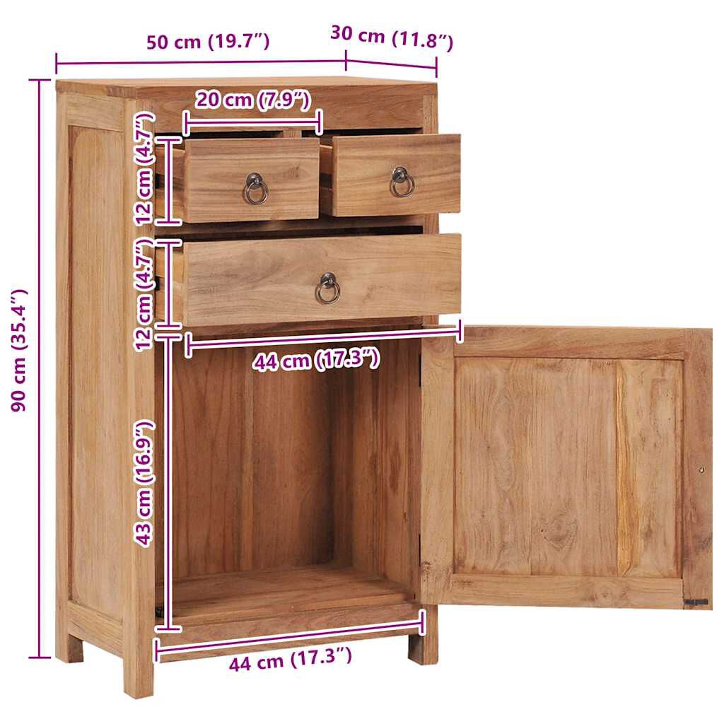 vidaXL Μπουφές 50 x 30 x 90 εκ. από Μασίφ Ξύλο Teak