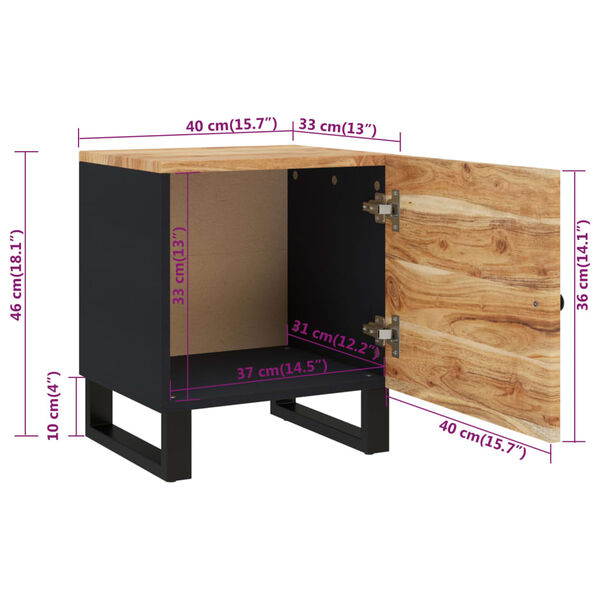 vidaXL Κομοδίνα 2 τεμ. 40 x 33 x 46 εκ. από Μασίφ Ξύλο Ακακίας