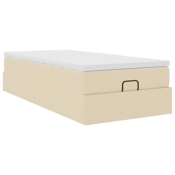 vidaXL Οθωμανικό κρεβάτι με στρώμα Cream 90x200cm ύφασμα