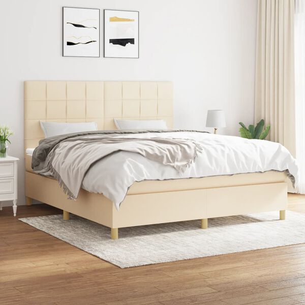 vidaXL &Kappa;&rho;&epsilon;&beta;ά&tau;&iota; Boxspring &mu;&epsilon; &Sigma;&tau;&rho;ώ&mu;&alpha; &Kappa;&rho;&epsilon;&mu; 160x200 &epsilon;&kappa;. &Upsilon;&phi;&alpha;&sigma;&mu;ά&tau;&iota;&nu;&omicron;