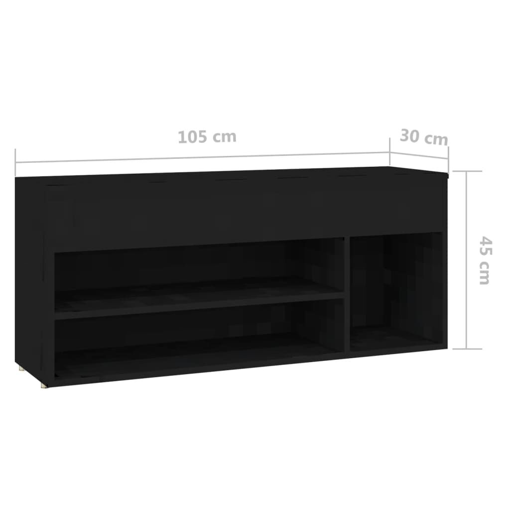 vidaXL Παπουτσοθήκη Μαύρη 105 x 30 x 45 εκ. από Επεξ. Ξύλο
