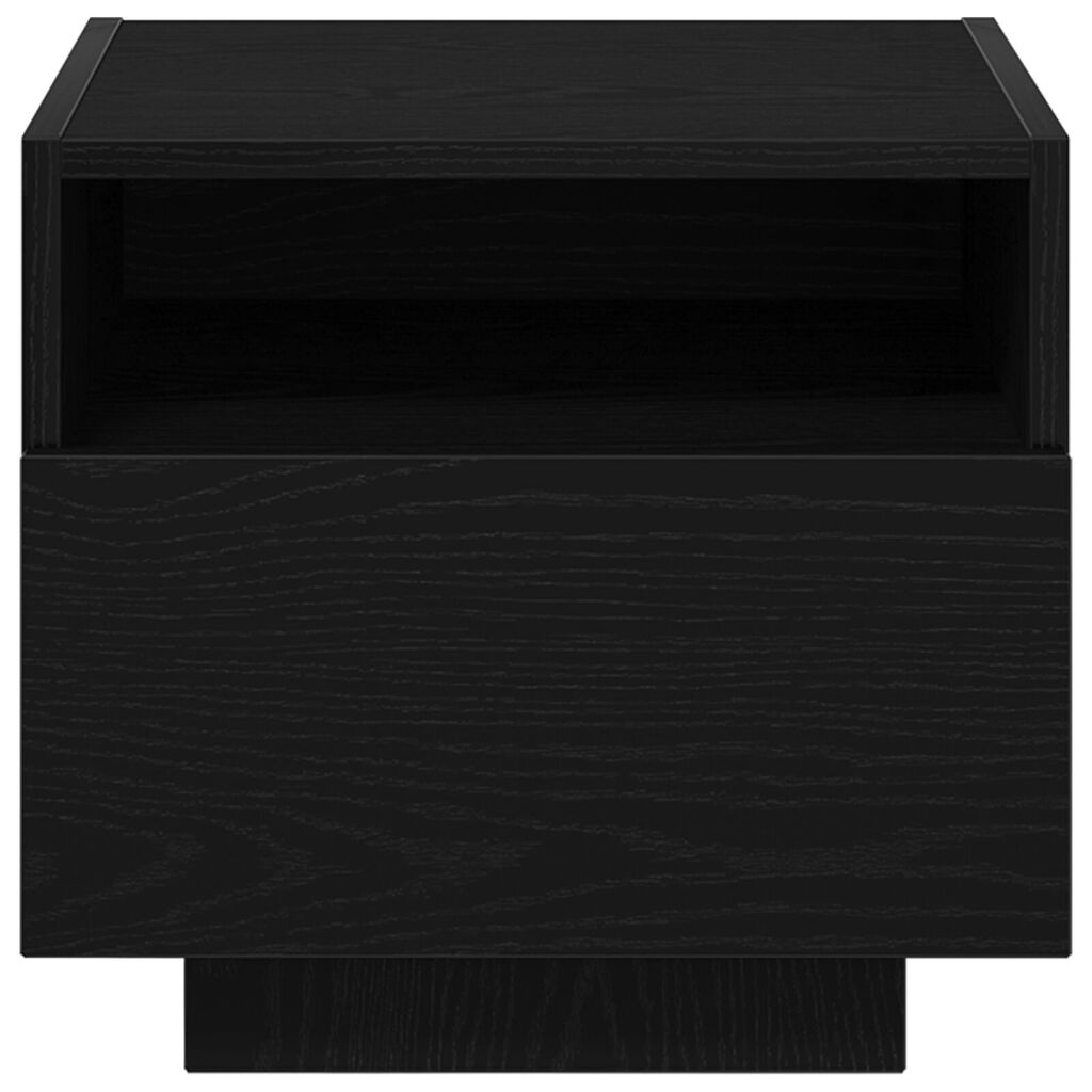 κομοδίνο vidaXL με LED φώτα Μαύρο Δρυς 40x39x37 εκ.
