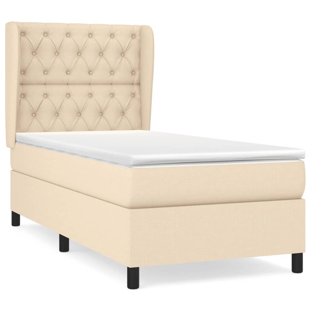 vidaXL Κρεβάτι Boxspring με Στρώμα Κρεμ 80 x 200 εκ. Υφασμάτινο