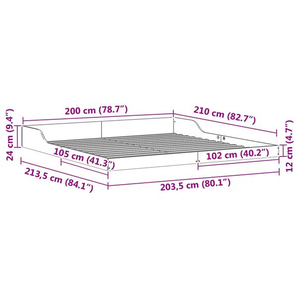 vidaXL Σκελετός Κρεβατιού Λευκό 200 x 210 cm Μασίφ ξύλο πεύκου