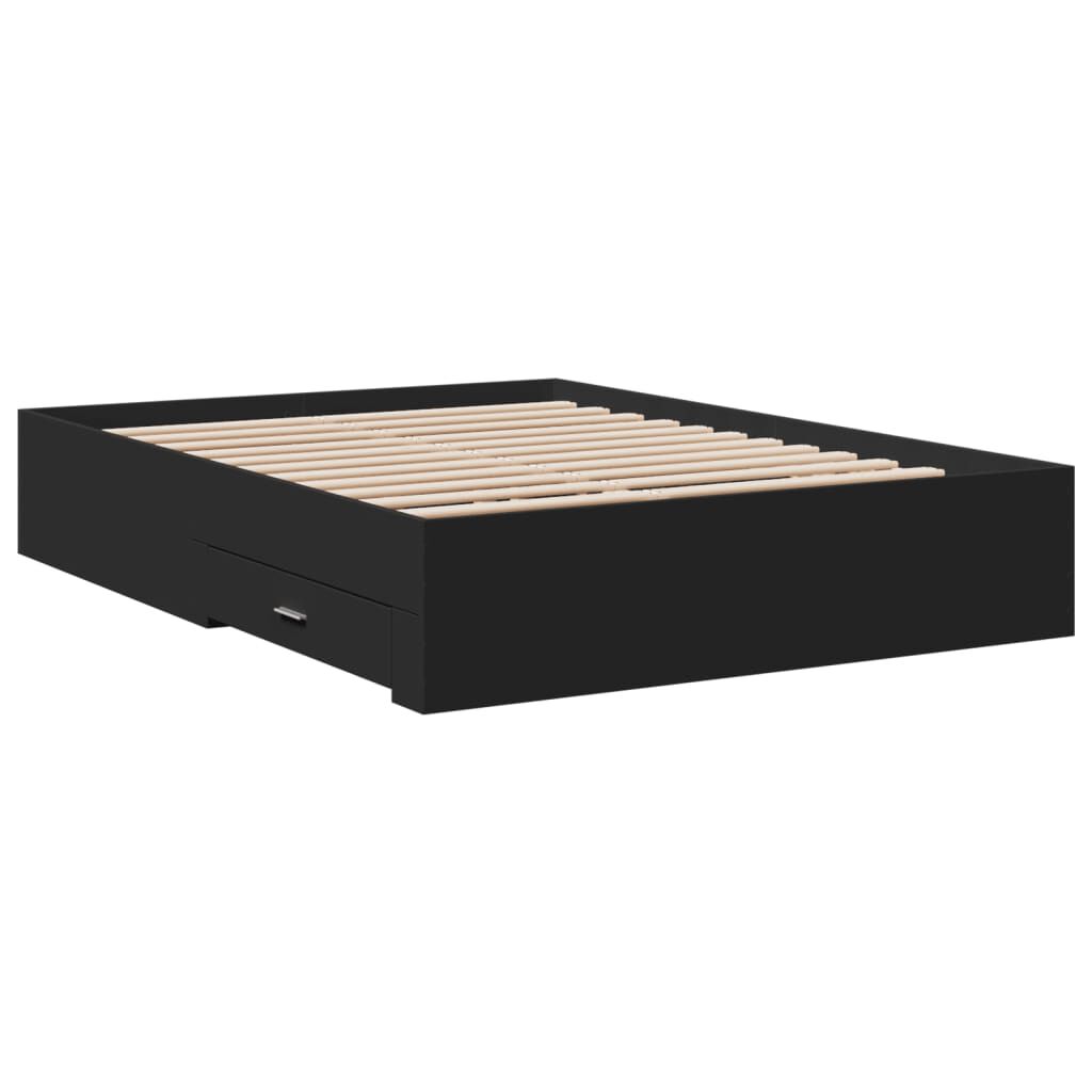 vidaXL Πλαίσιο Κρεβατιού με Συρτάρια Μαύρο 120x190 εκ Επεξεργ. Ξύλο