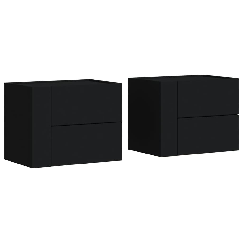 vidaXL Κομοδίνα Επιτοίχια 2 τεμ. Μαύρα 45x30x35 εκ.
