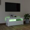 vidaXL Έπιπλο Τηλεόρασης με LED Γυαλιστερό Λευκό 90x35x40 εκ.
