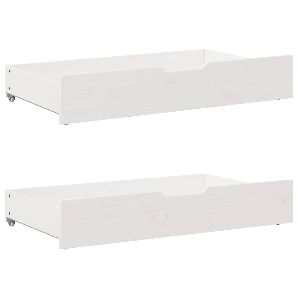 vidaXL Συρτάρια Κρεβατιού 2 τεμ Λευκό 90x55x17 εκ. Μασίφ Ξύλο Πεύκου