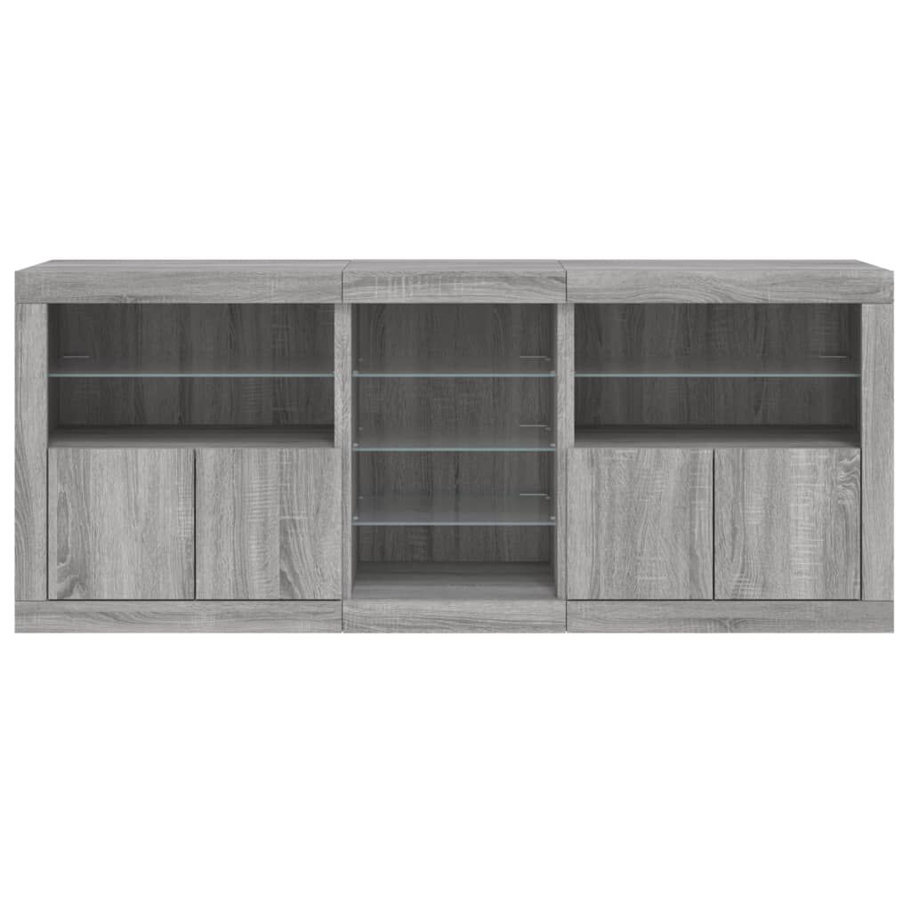 vidaXL Μπουφές με LED Γκρι Sonoma 181,5 x 37 x 67 εκ.