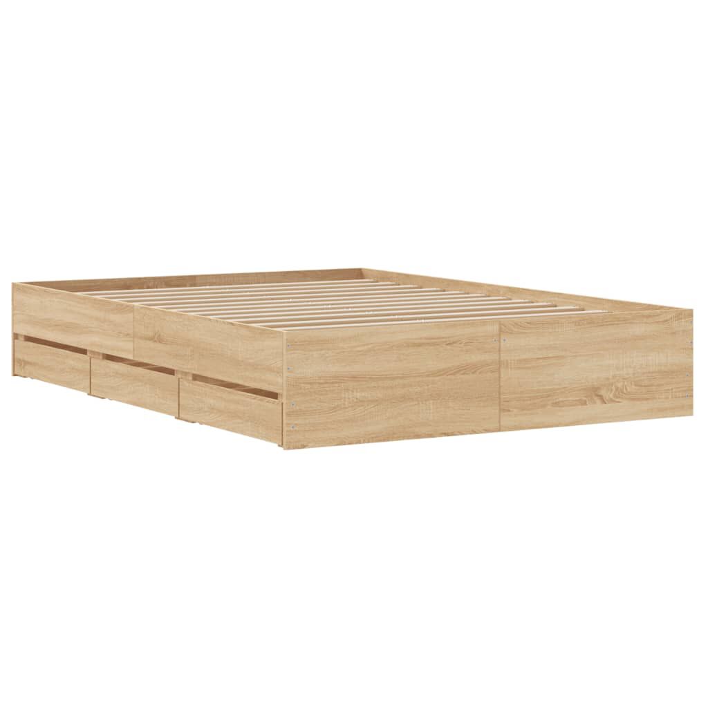 vidaXL Πλαίσιο Κρεβατιού με συρτάρια Sonoma Δρυς 120x190εκ. Επεξ. Ξύλο