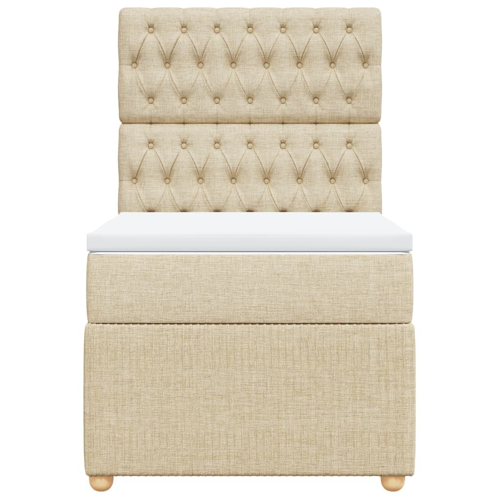 vidaXL Κρεβάτι Boxspring με Στρώμα Κρεμ 90x200 εκ.Υφασμάτινο