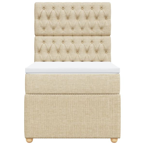 vidaXL Κρεβάτι Boxspring με Στρώμα Κρεμ 90x200 εκ.Υφασμάτινο