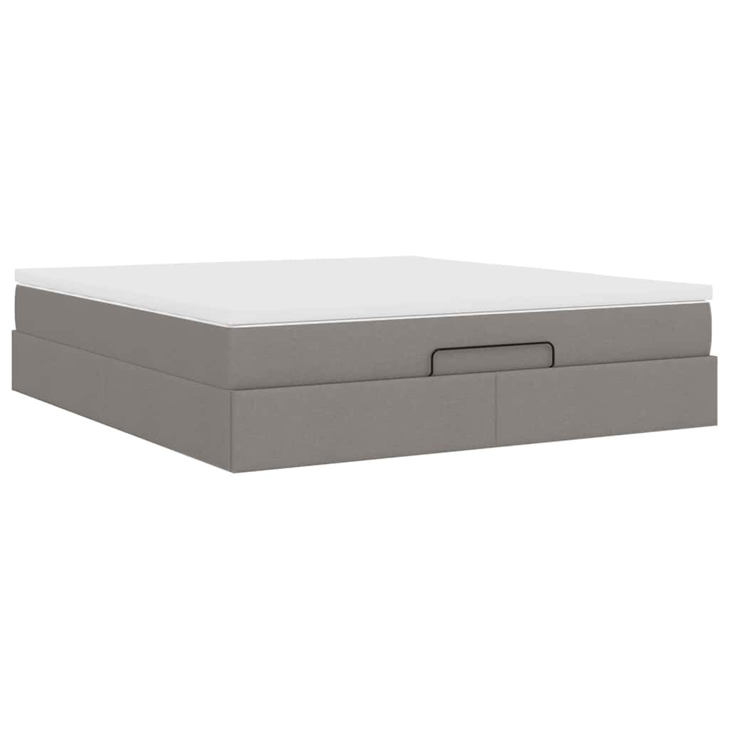 vidaXL Οθωμανικό κρεβάτι με στρώμα Taupe 160x200cm ύφασμα