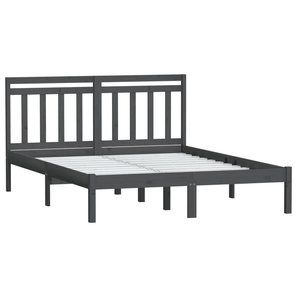 vidaXL Πλαίσιο Κρεβατιού Γκρι 150 x 200 εκ. Μασίφ Ξύλο King Size