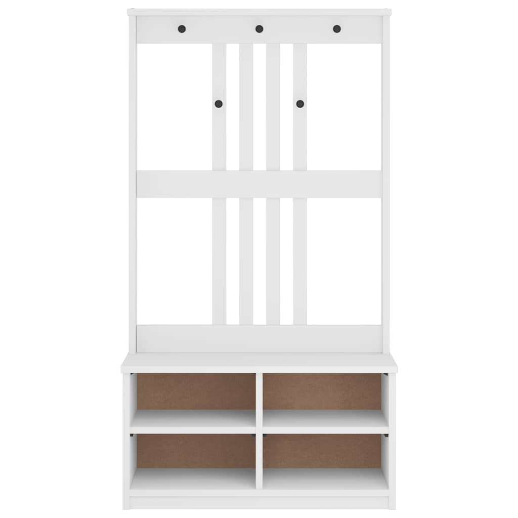 vidaXL Δέντρο χωλ SANDENS Λευκό 87x40x159,5 εκ. Πεύκο μασίφ ξύλο