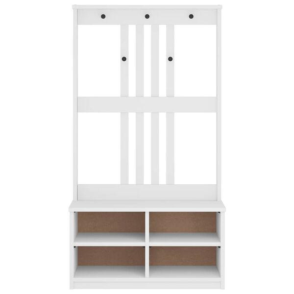 vidaXL Δέντρο χωλ SANDNES Λευκό 87x40x159,5 εκ. Πεύκο μασίφ ξύλο