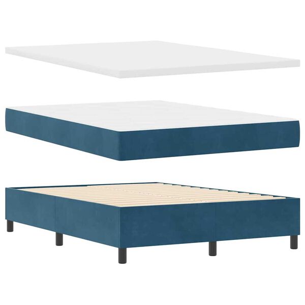 vidaXL Κρεβάτι με ελατήρια με κεφαλάρι Μπλε 160 x 200 cm Βελούδο