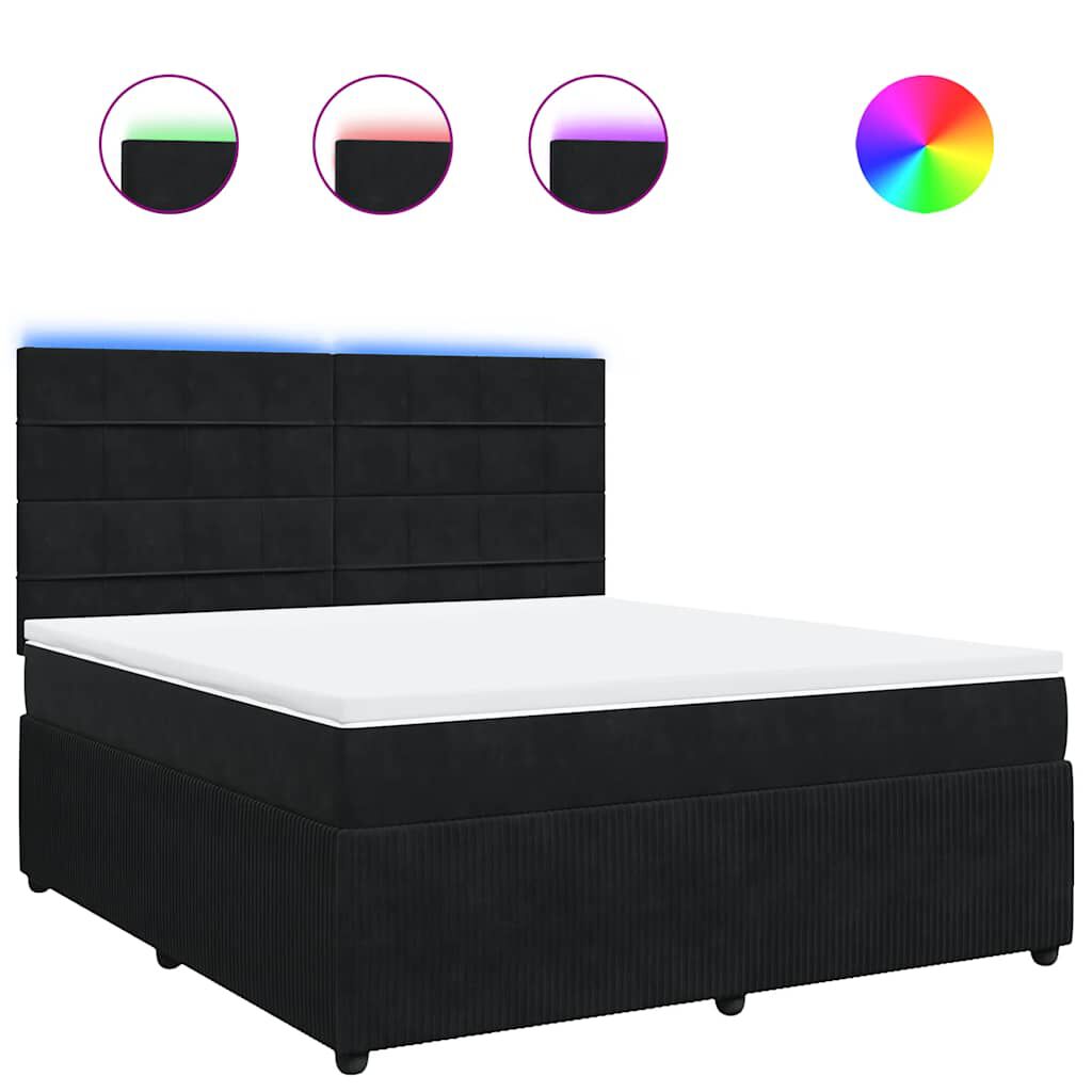 vidaXL Κρεβάτι Boxspring με Στρώμα Μαύρο 180x200 εκ. Βελούδινο