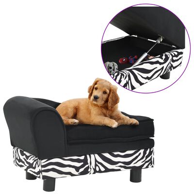 vidaXL Καναπές - Κρεβάτι Σκύλου Μαύρος 57 x 34 x 36 εκ. Βελουτέ