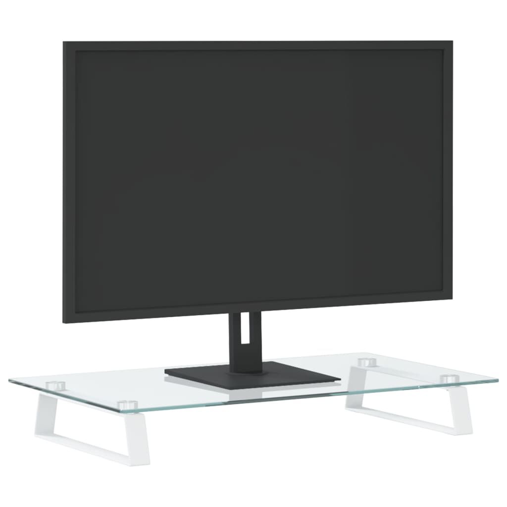 vidaXL Βάση Οθόνης Λευκή 60 x 35 x 8 εκ. από Ψημένο Γυαλί και Μέταλλο