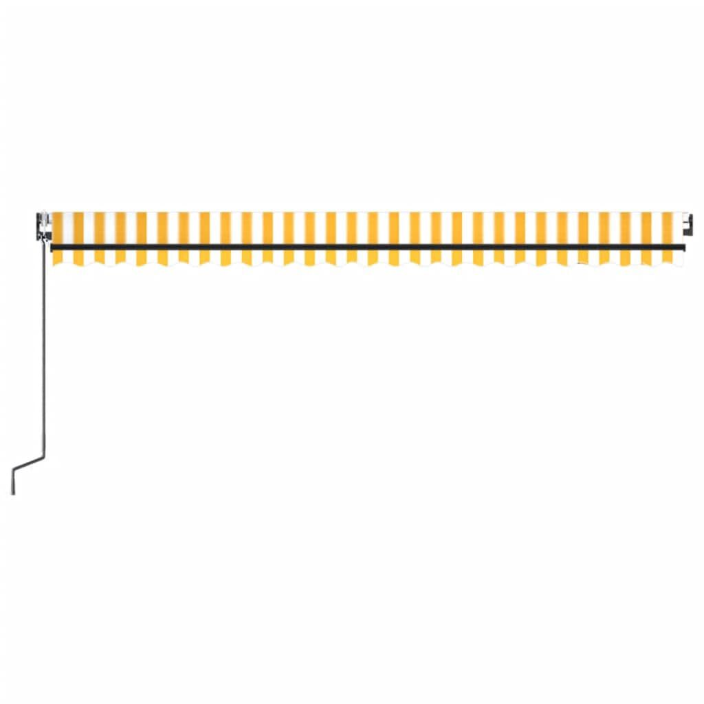 vidaXL Τέντα Αυτόματη με LED & Αισθ. Ανέμου Κίτρινο/Λευκό 500x350 εκ.