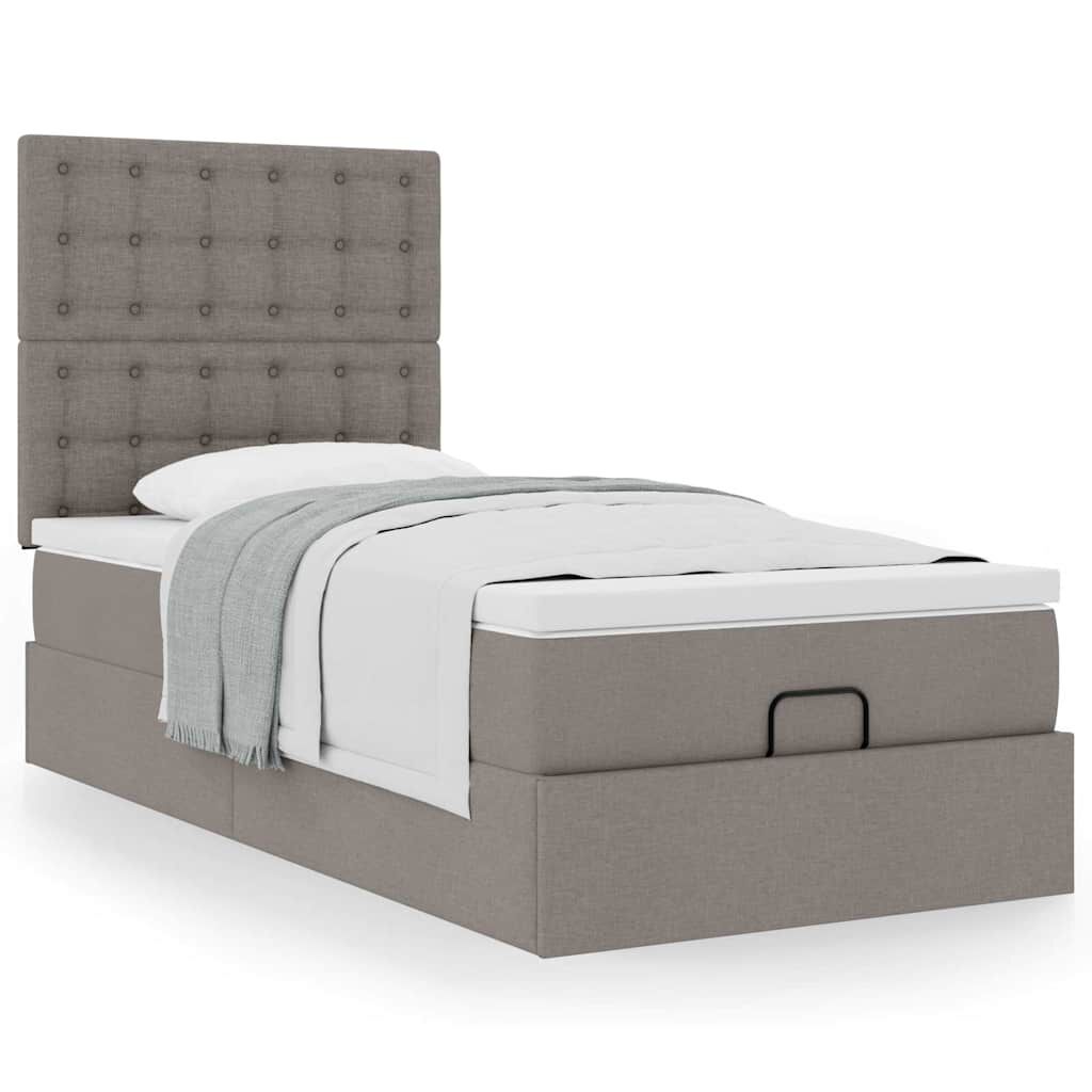 vidaXL Οθωμανικό κρεβάτι με στρώμα Taupe 100x200cm ύφασμα