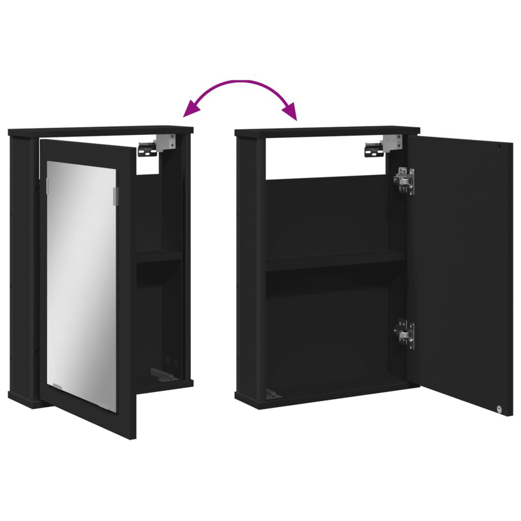 vidaXL Καθρέφτης Μπάνιου με Ντουλάπι Μαύρος 42x12x60 εκ. Επεξ. Ξύλο