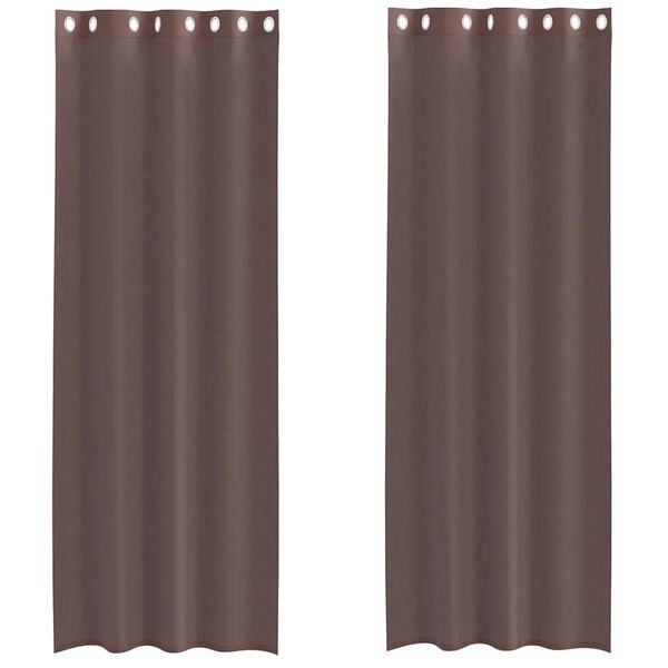 vidaXL Κουρτίνες Voile με ροδέλες 2 τεμάχια Καφέ 140x260 εκ.