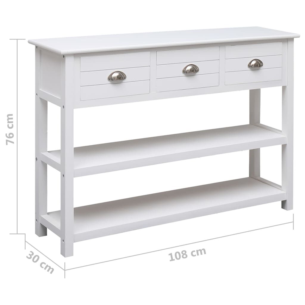 vidaXL Μπουφές Αντικέ Λευκό 108 x 30 x 76 εκ. από Μασίφ Ξύλο Παυλώνιας