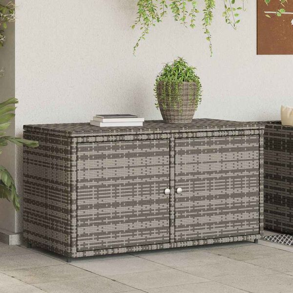 vidaXL Ντουλάπι Αποθήκευσης Κήπου Γκρι 110x55,5x60,5 εκ. Συνθ. Ρατάν