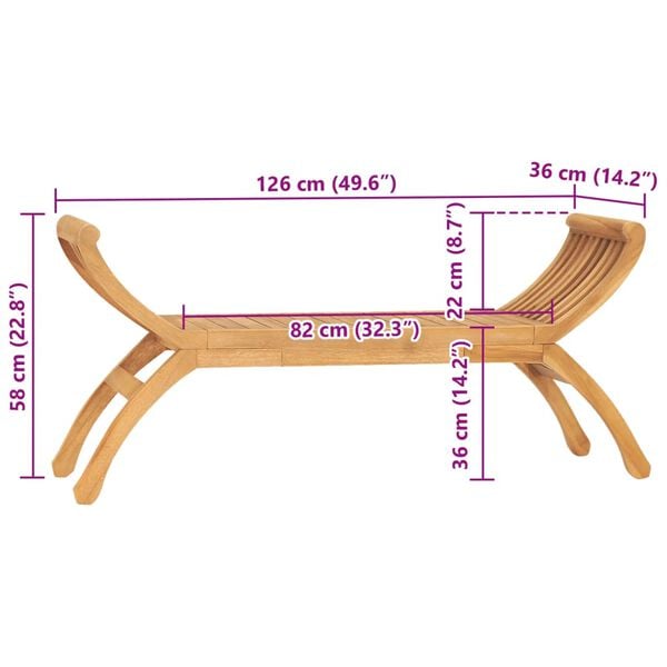 vidaXL Πάγκος Κήπου 126 εκ. από Μασίφ Ξύλο Teak