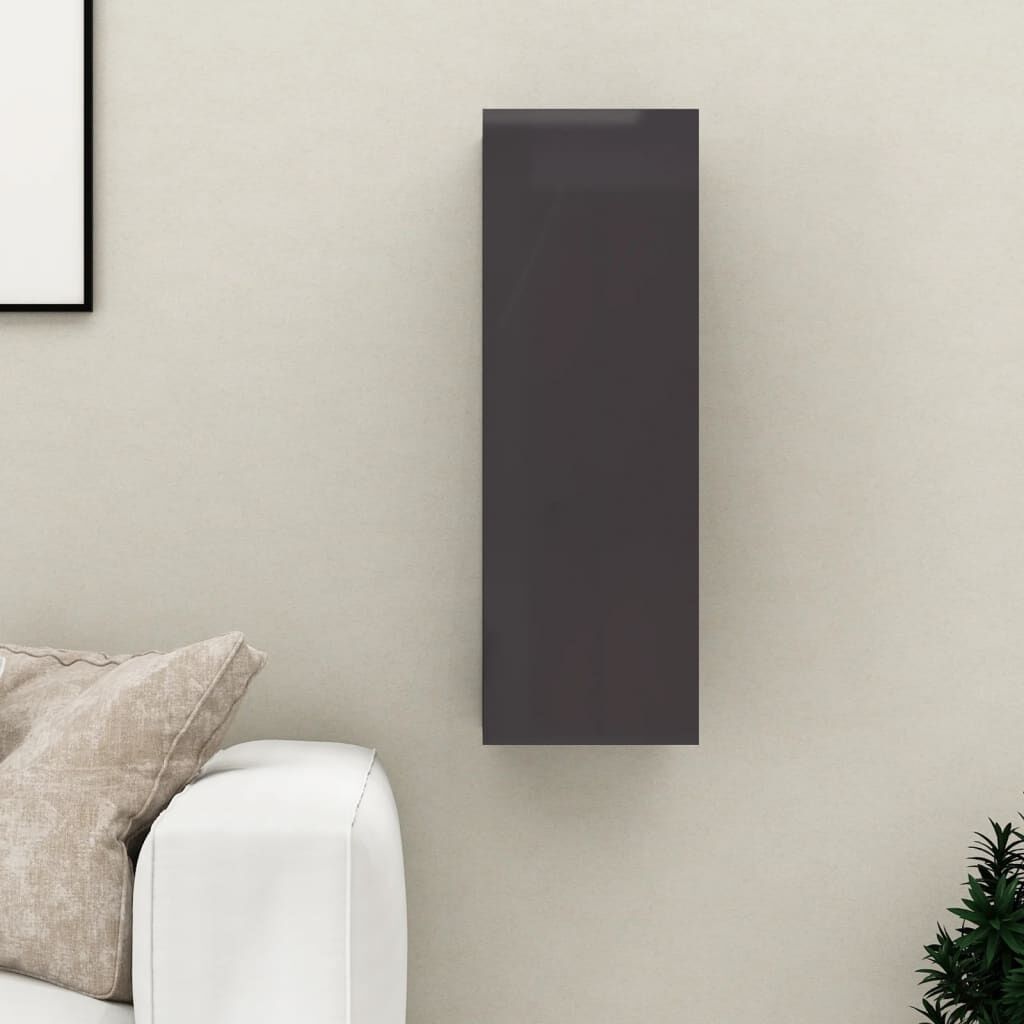 vidaXL Έπιπλο Τηλεόρασης Γυαλιστερό Γκρι 30,5 x 30 x 90εκ. Επεξ. Ξύλο
