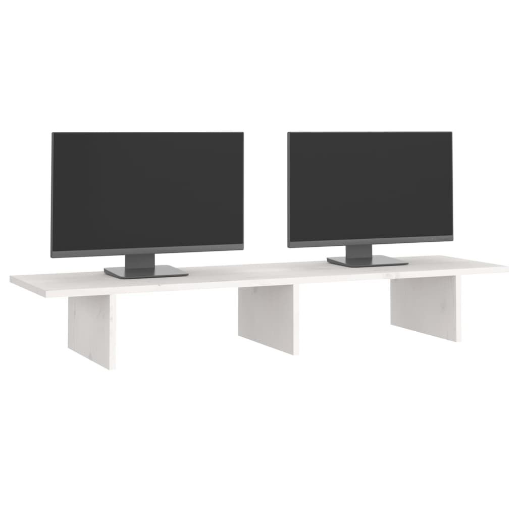 vidaXL Βάση Οθόνης Λευκή 100x27x15 εκ. από Μασίφ Ξύλο Πεύκου
