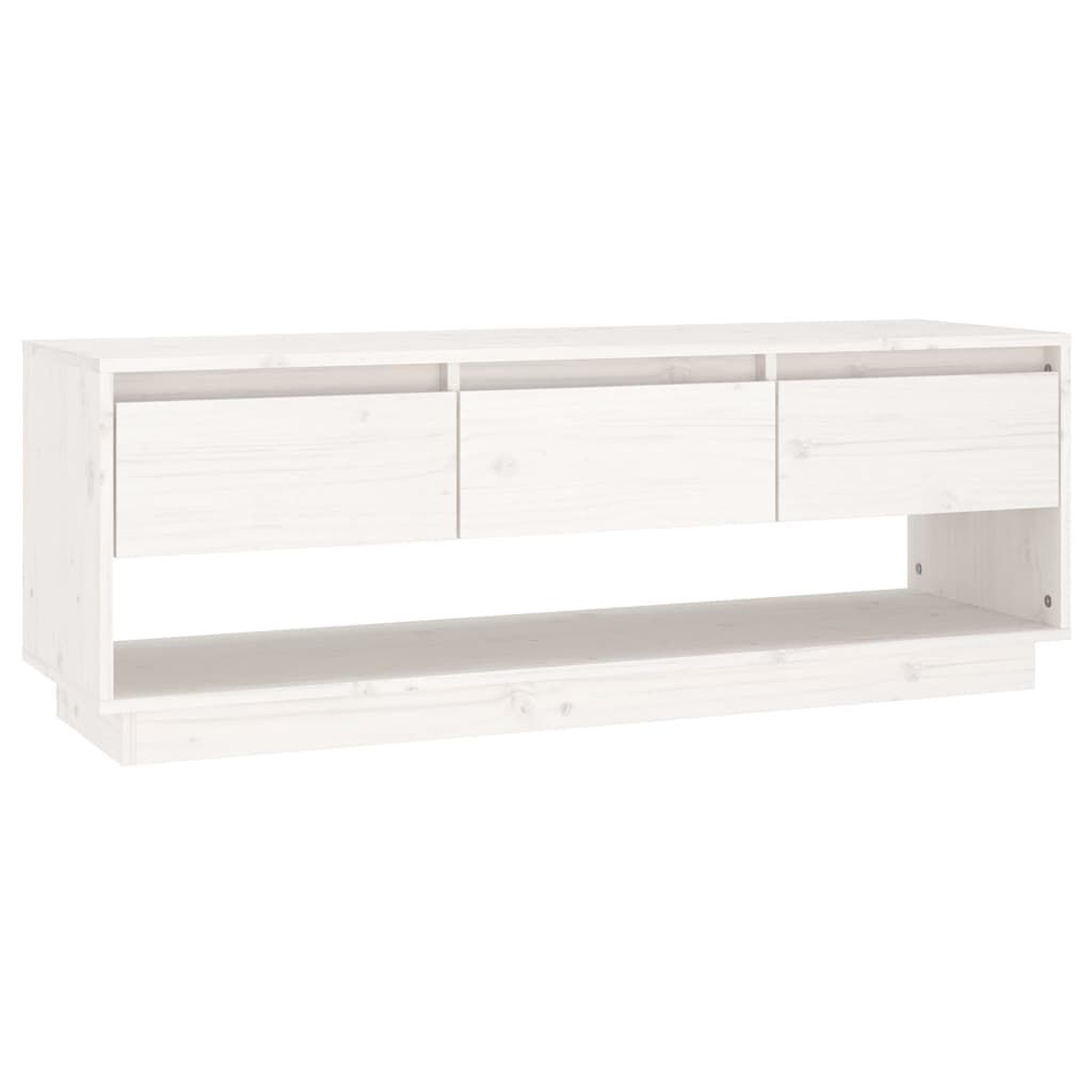 vidaXL Έπιπλο Τηλεόρασης Λευκό 110,5x34x40 εκ. από Μασίφ Ξύλο Πεύκου