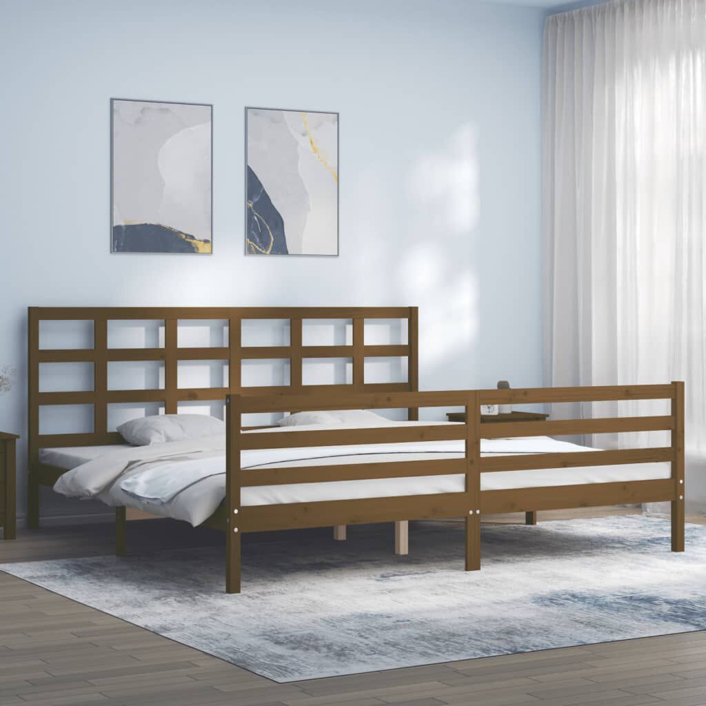vidaXL Πλαίσιο Κρεβατιού με Κεφαλάρι Μελί 200x200 εκ. από Μασίφ Ξύλο
