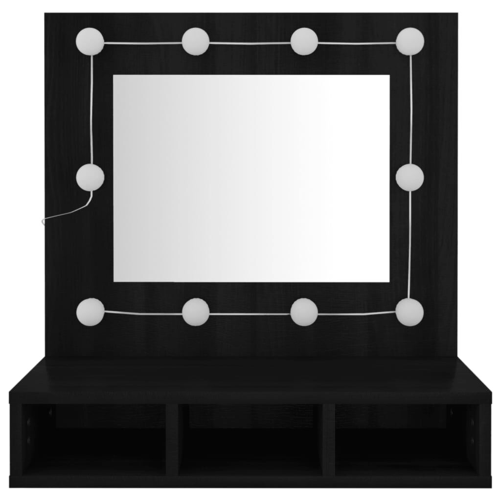 vidaXL Έπιπλο Καθρέφτη με LED Μαύρο 60 x 31,5 x 62 εκ.