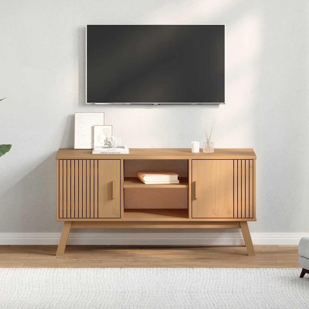vidaXL Έπιπλο Τηλεόρασης OLDEN Καφέ 114x43x57 εκ. Μασίφ Ξύλο Πεύκου