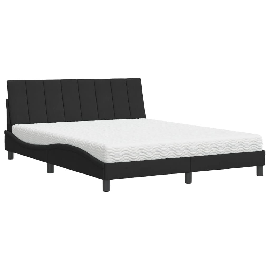 vidaXL Κρεβάτι με Στρώμα Μαύρο 160x200 εκ. Βελούδινο
