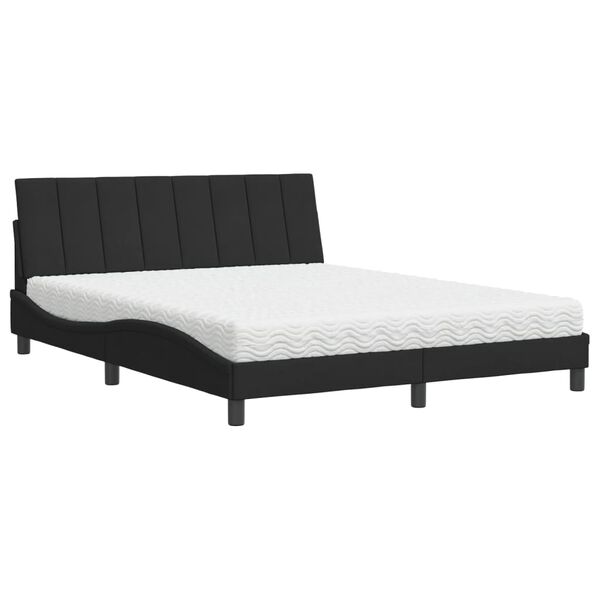 vidaXL Κρεβάτι με Στρώμα Μαύρο 160x200 εκ. Βελούδινο