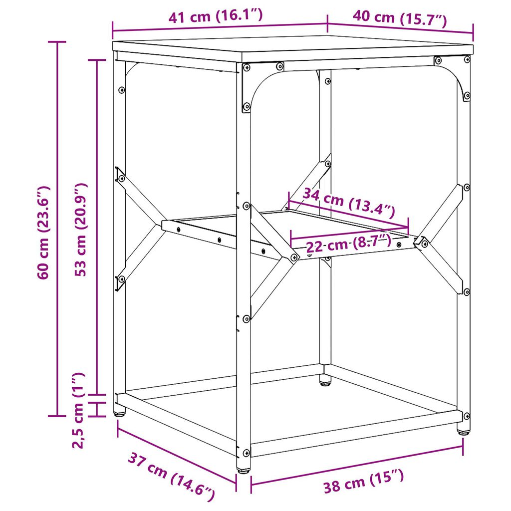 vidaXL Τραπεζάκι Πλευράς Sonoma Δρυς 41 x 40 x 60 εκ.