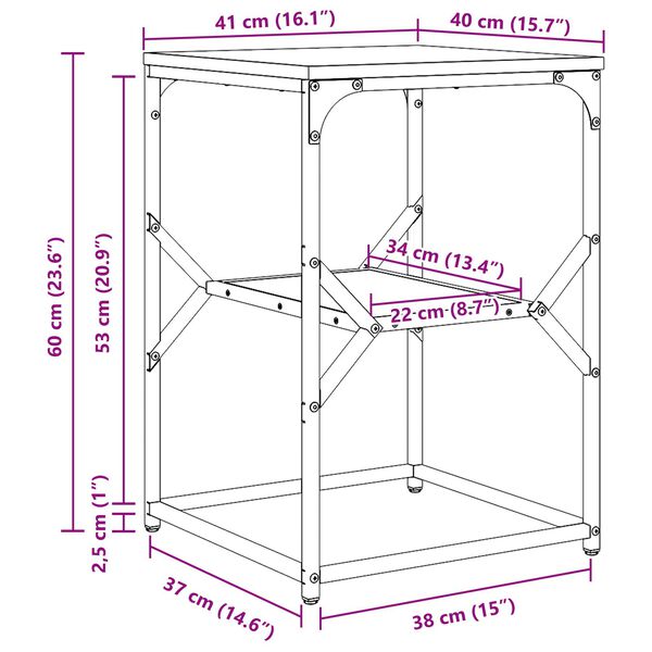 vidaXL Τραπεζάκι Πλευράς Sonoma Δρυς 41 x 40 x 60 εκ.