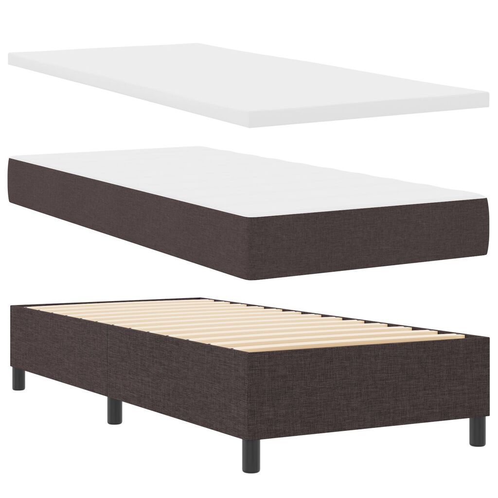 vidaXL Κρεβάτι με Βάση Σκούρο Καφέ 100x200 cm Ύφασμα