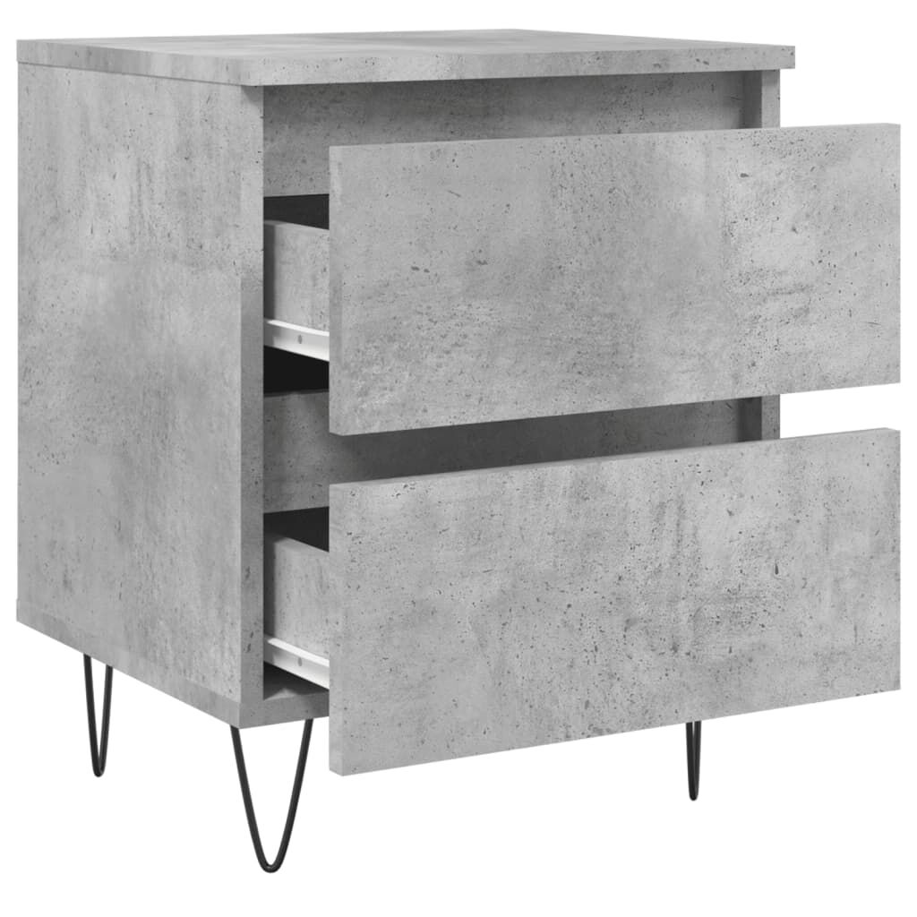 vidaXL Κομοδίνα 2 τεμ. Γκρι Σκυροδ. 40x35x50 εκ. Επεξεργασμένο Ξύλο