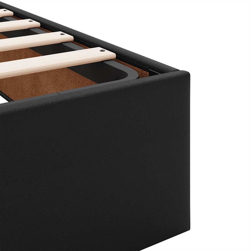vidaXL Οθωμανικό κρεβάτι με στρώμα Μαύρο 100x200cm Faux Leather