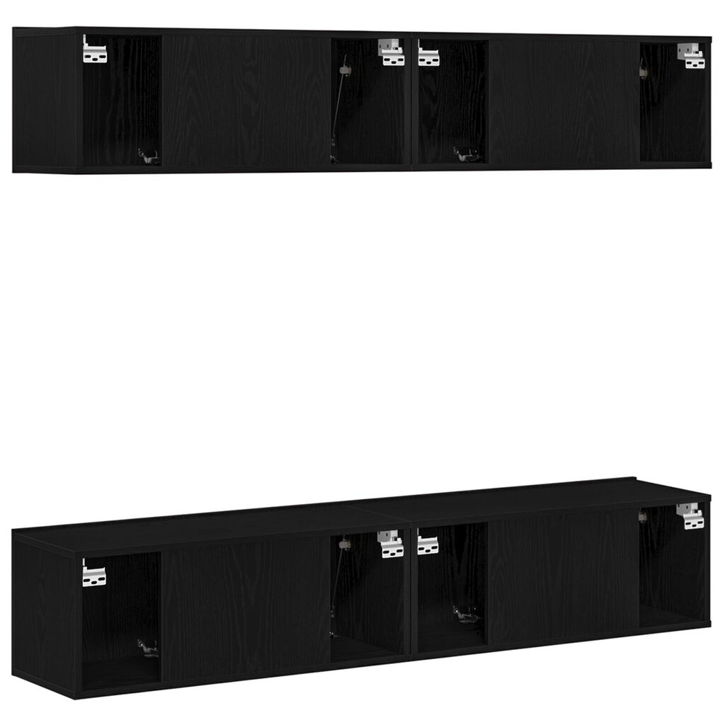 Σετ TV Cabinet τοίχου 4 τεμαχίων Μαύρος Δρυς