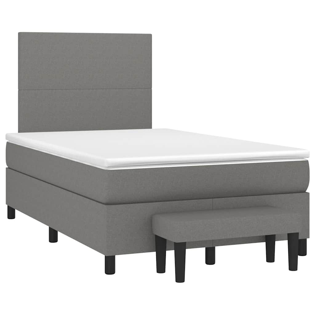 vidaXL Κρεβάτι Boxspring με Στρώμα Σκούρο Γκρι 120x190 εκ Υφασμάτινο