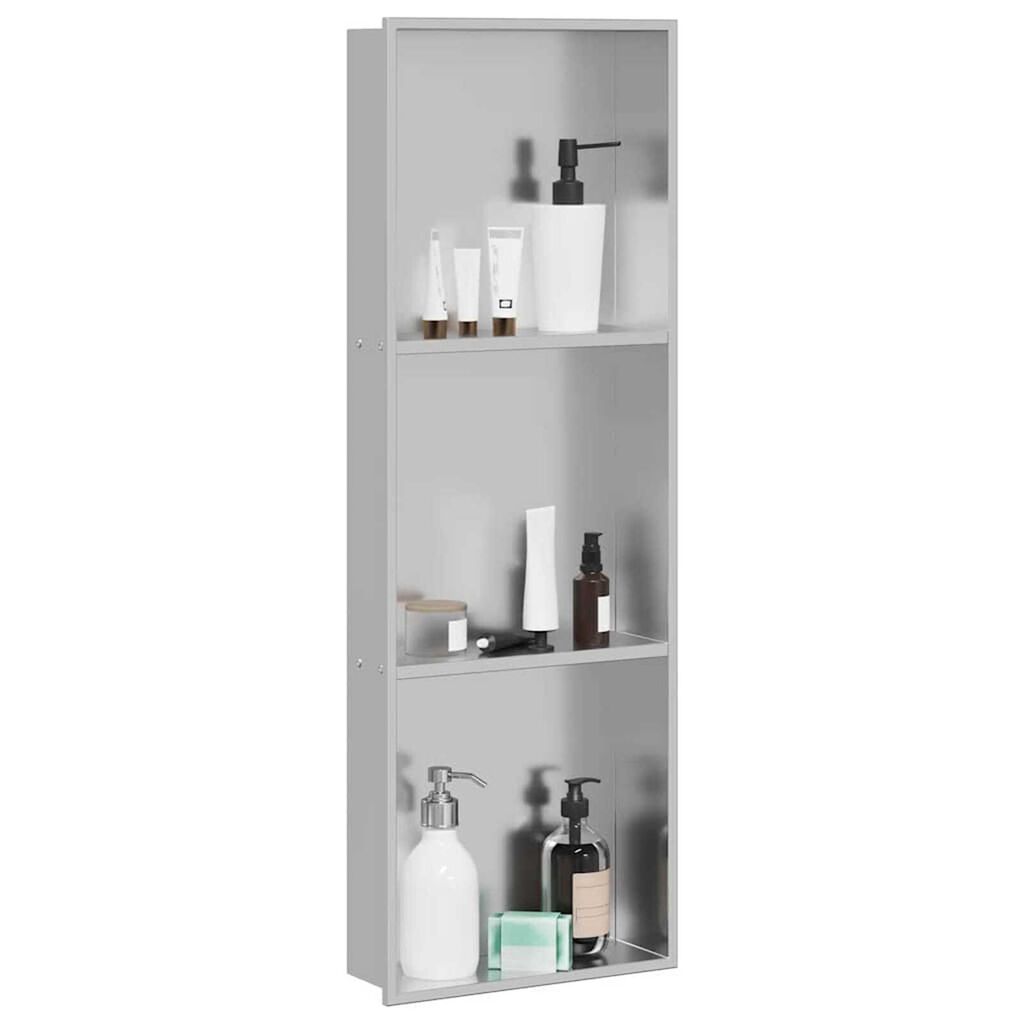 vidaXL Νίτσα Μπάνιου Ασημί 90 x 30 x 9.5 εκ. Ανοξείδωτο ατσάλι