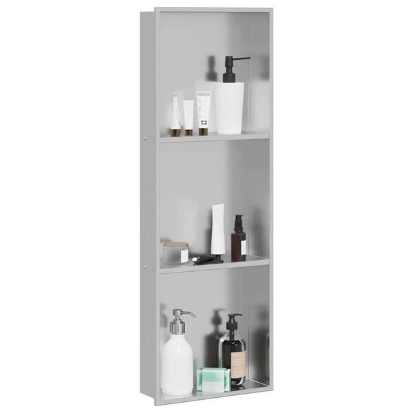 vidaXL Νίτσα Μπάνιου Ασημί 90 x 30 x 9.5 εκ. Ανοξείδωτο ατσάλι